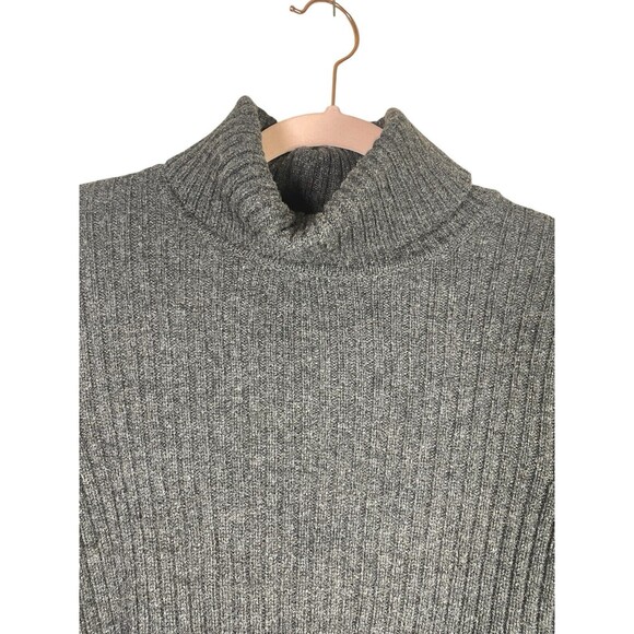 Garnet Hill Womens M  Gray  Wool Turtle Neck Pullover Side Buttons Lace Trim‎ - Picture 3 of 14